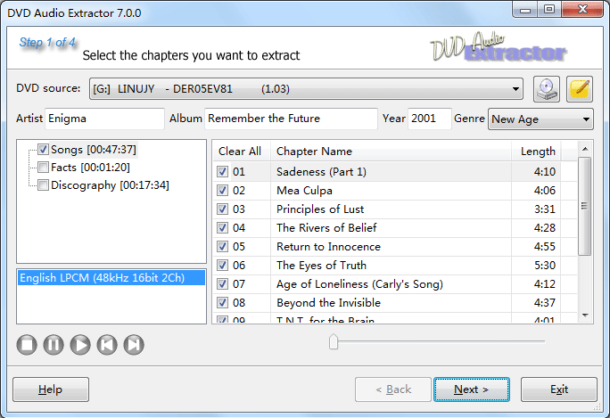 DVD Audio Extractor 7.6.0 screenshot